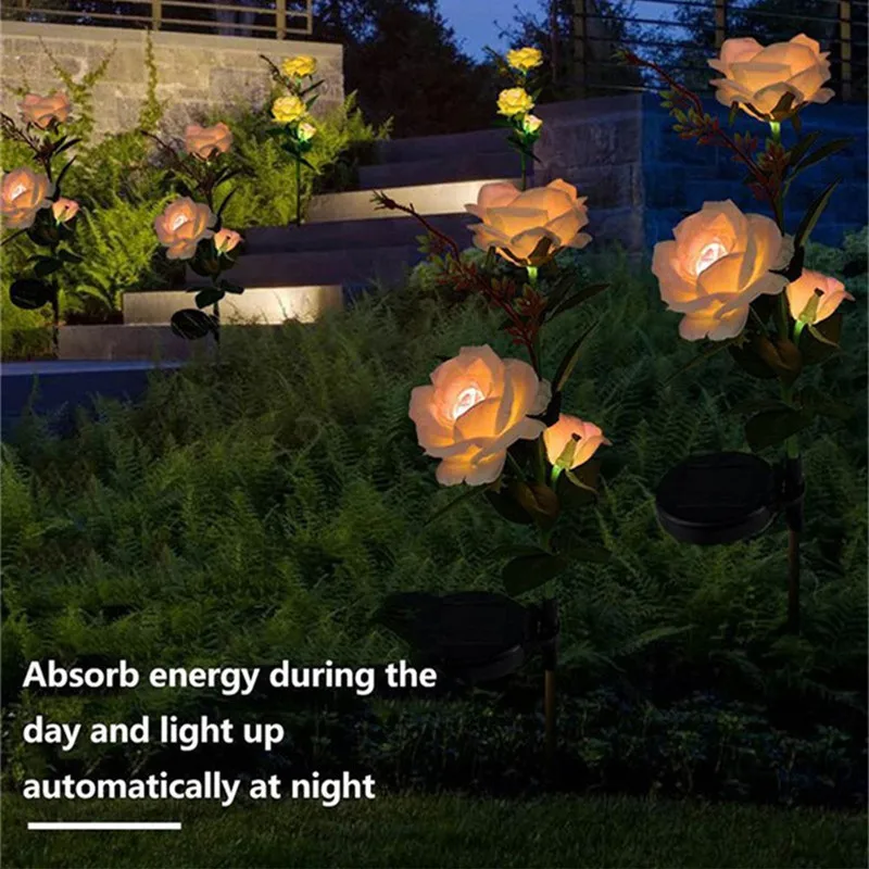 

Solar Rose Flower Lamp Waterproof Flower Lights Solar Outdoor Light Romantic Atmosphere Light Solar Lawn Lamp Garden Decoration