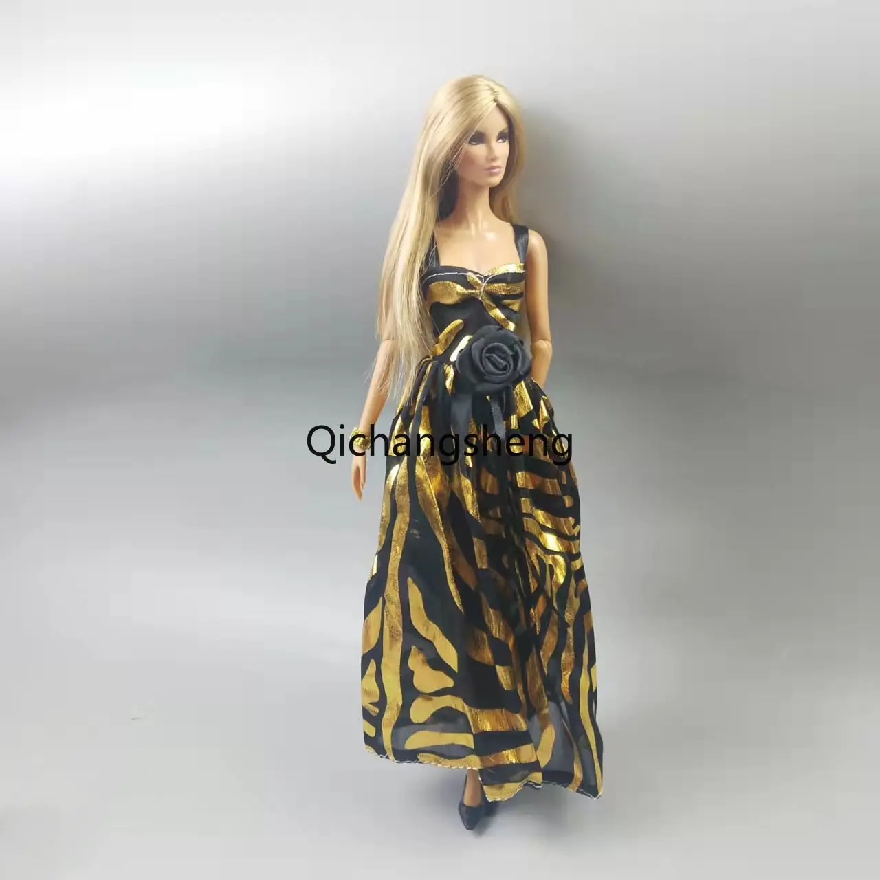 

30cm Doll Outfits For Barbie Dress Black Gold Princess Gown 1/6 BJD Clothes For Barbie Clothes 11.5" Dolls Accessories Kids Toys