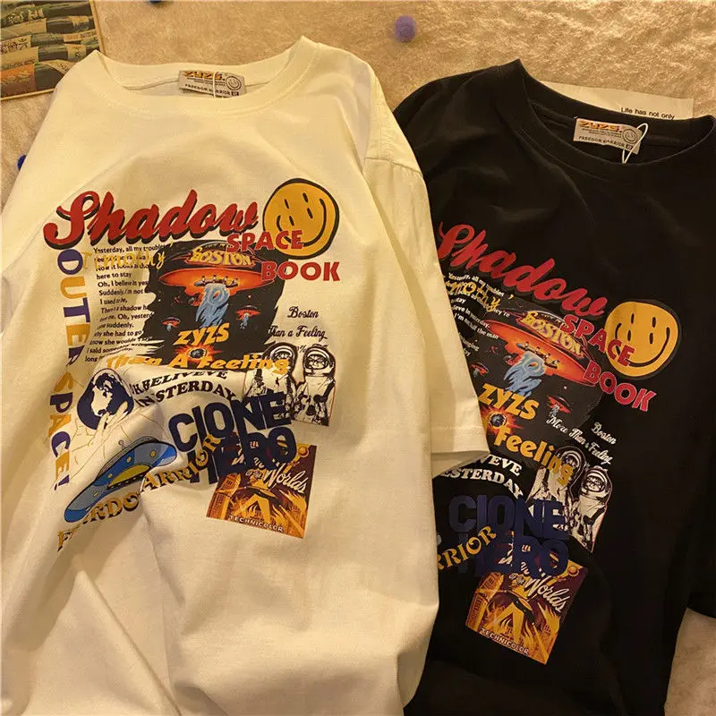 

Oversized T-Shirt Short Sleeve Oversize Street Hip Hop O-Neck Goth Casual Harajuku Grunge Y2k Tops Tees Pullover Vintage Clothes