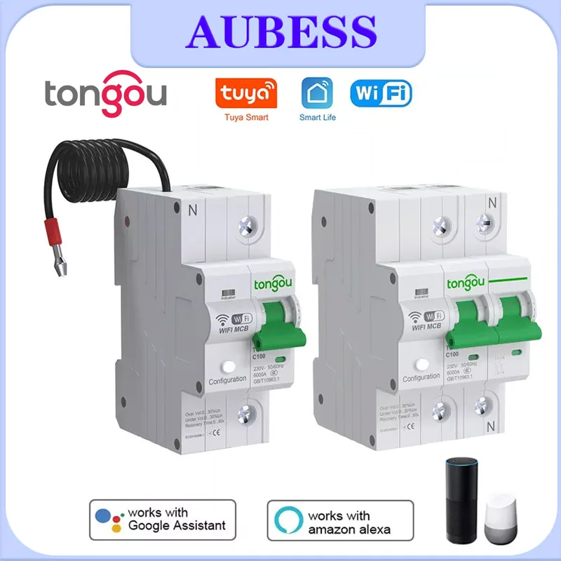 

TONGOU WiFi Circuit Breaker With Metering 1P/2P Tuya Smart Automatic Switch Tongou Wireless Interruptor Reclosing Switches