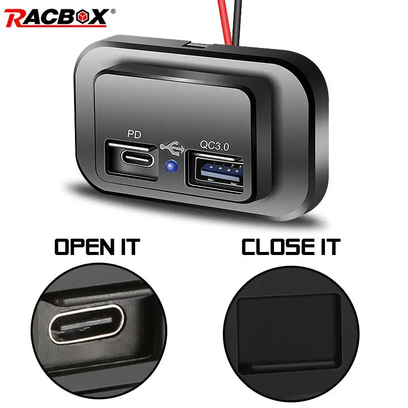 

QC3.0+PD Dual USB Car Charger Socket 5V-3A 9V-2A 12V-1.5A Quick Charge Power Adapter for 12V/24V Car Motorcycle Boat RV Supplies