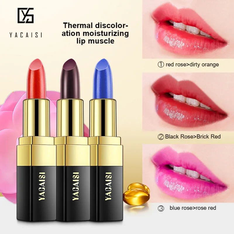 

3/4/7PCS Moisturizing Lip Balm 3 Colors Blue Rose Lip Glaze Temperature Change Waterproof Lipstick Long Lasting Lips Makeup