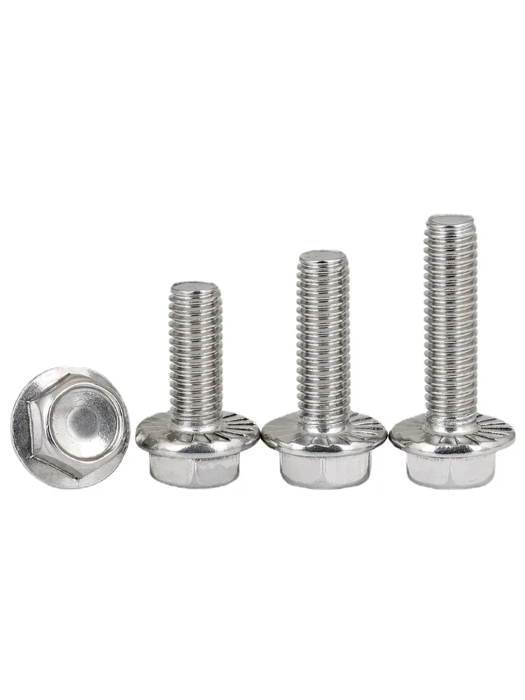 

10pcs M4 304 Stainless Stee Hexagon Bolts with Flange GB5789 Flanged Toothed Anti-slip Screw 6.8 Hexagonal Flange Screws M5 M6