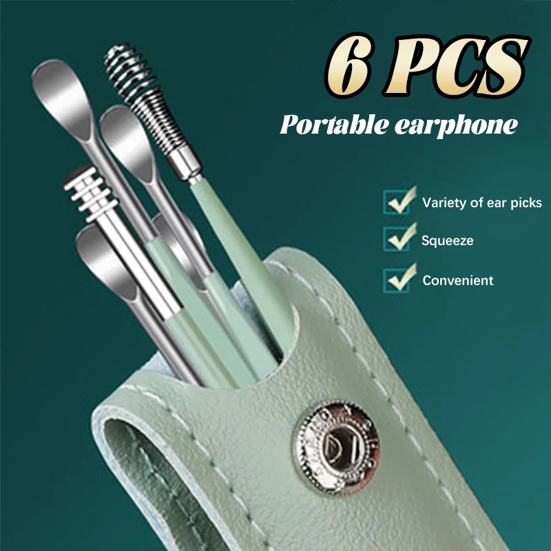 

6Pcs/set Ear Wax Pickers Stainless Steel Earpick Wax Remover Curette Ear Pick Cleaner Ear Cleaner Spoon Care Ear Clean