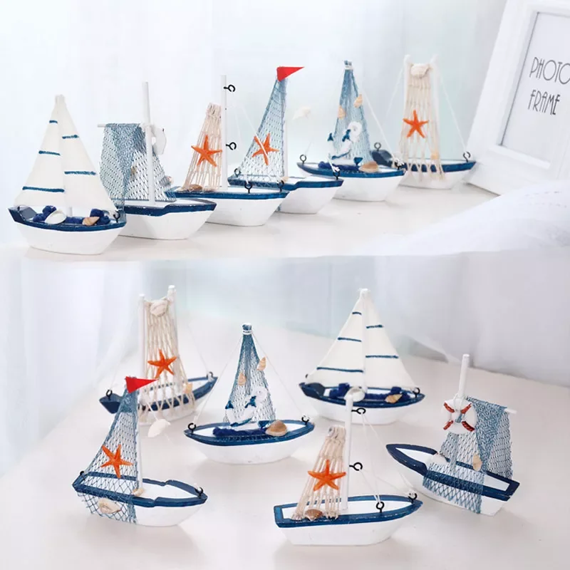 

sale! Marine Nautical Creative Sailboat Mode Room Decor Figurines Miniatures Mediterranean Style Ship Small boat ornaments