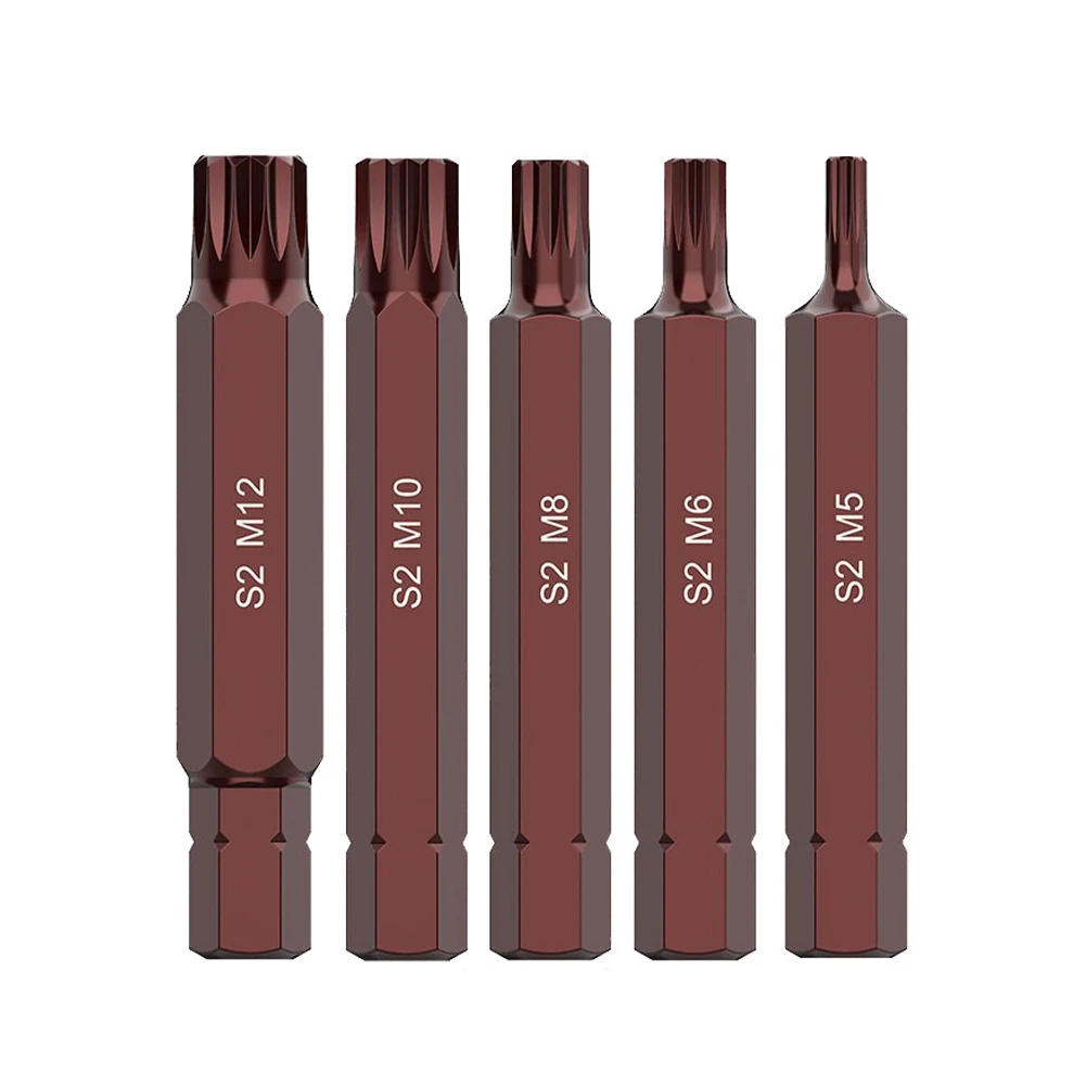 

5pcs 75mm Screwdriver Bits M5/M6/M8/M10/M12 Shank 10mm Nutdrivers For Impact Screwdriver Magnetic Durable Hand Tools