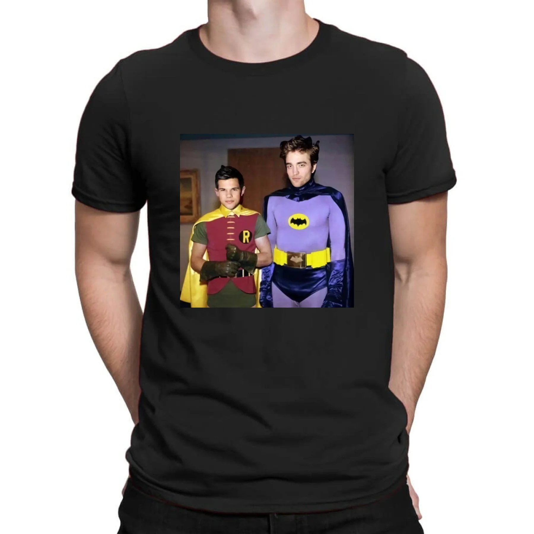 

Amazing Oversized Essential Streetwear Robert Pattinson As Betman X Taylor Lautner Jacob Twilight T-shirt Men T-shirts S-3XL