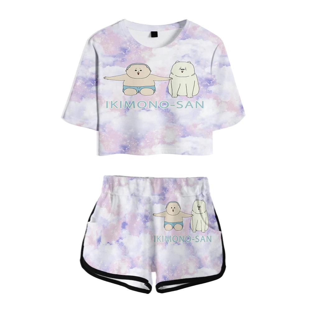 

New Printing 3D IKIMONOSAN Women Two Piece Sets Crop Tops T-shirt+Shorts Summer Hip Hop Girls IKIMONO-SAN Suits Clothing