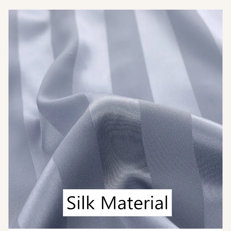 Yasuk All Season  Fashion Ice Silk Pajamas For Men's Long Sleeve Stripe Sleepwear Casual Pocket Homewear Soft Solid Simple