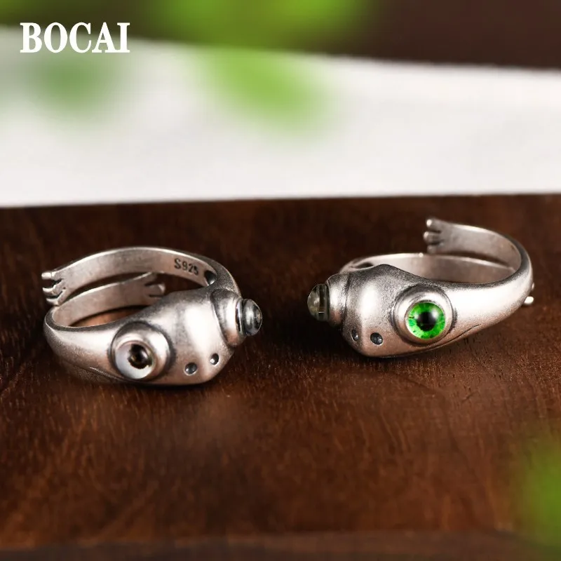 

BOCAI Retro Ethnic Style 100% S925 Silver Open Frog Individual Adjustable Rings for Men and Women Gifts for Couples