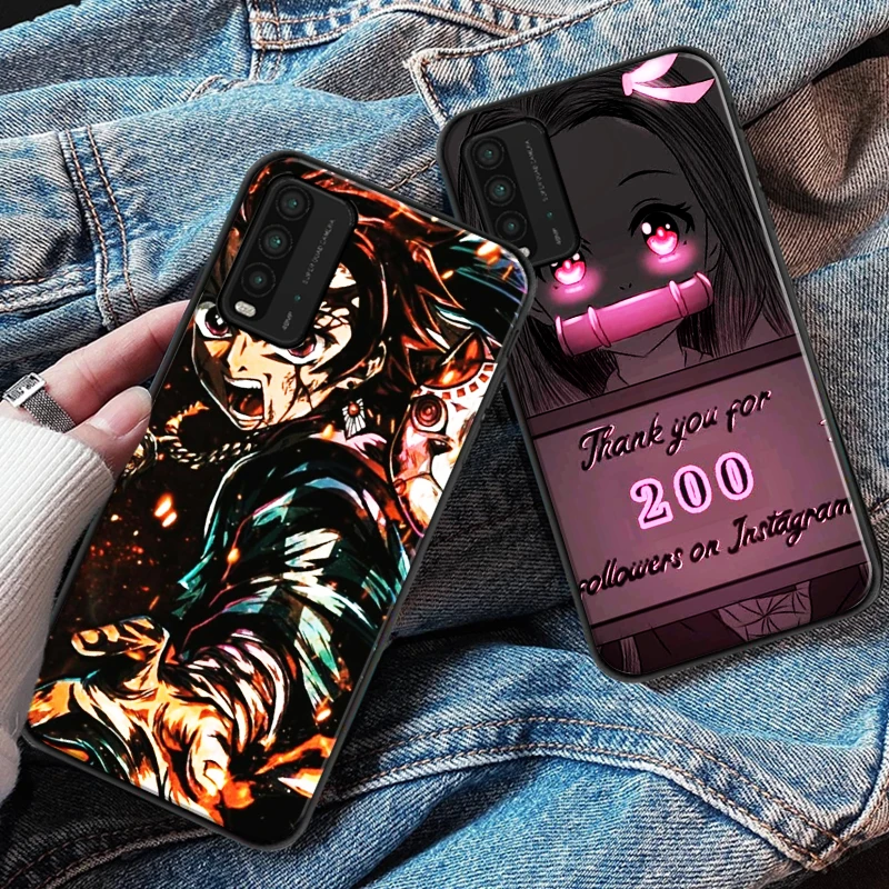 

2022Japan Anime Demon Slayer Kamado Tanjirou Nezuko Phone Case For Xiaomi Redmi 9 9i 9AT 9T 9A 9C Note 9 9T 9S 9 Pro Max Cover