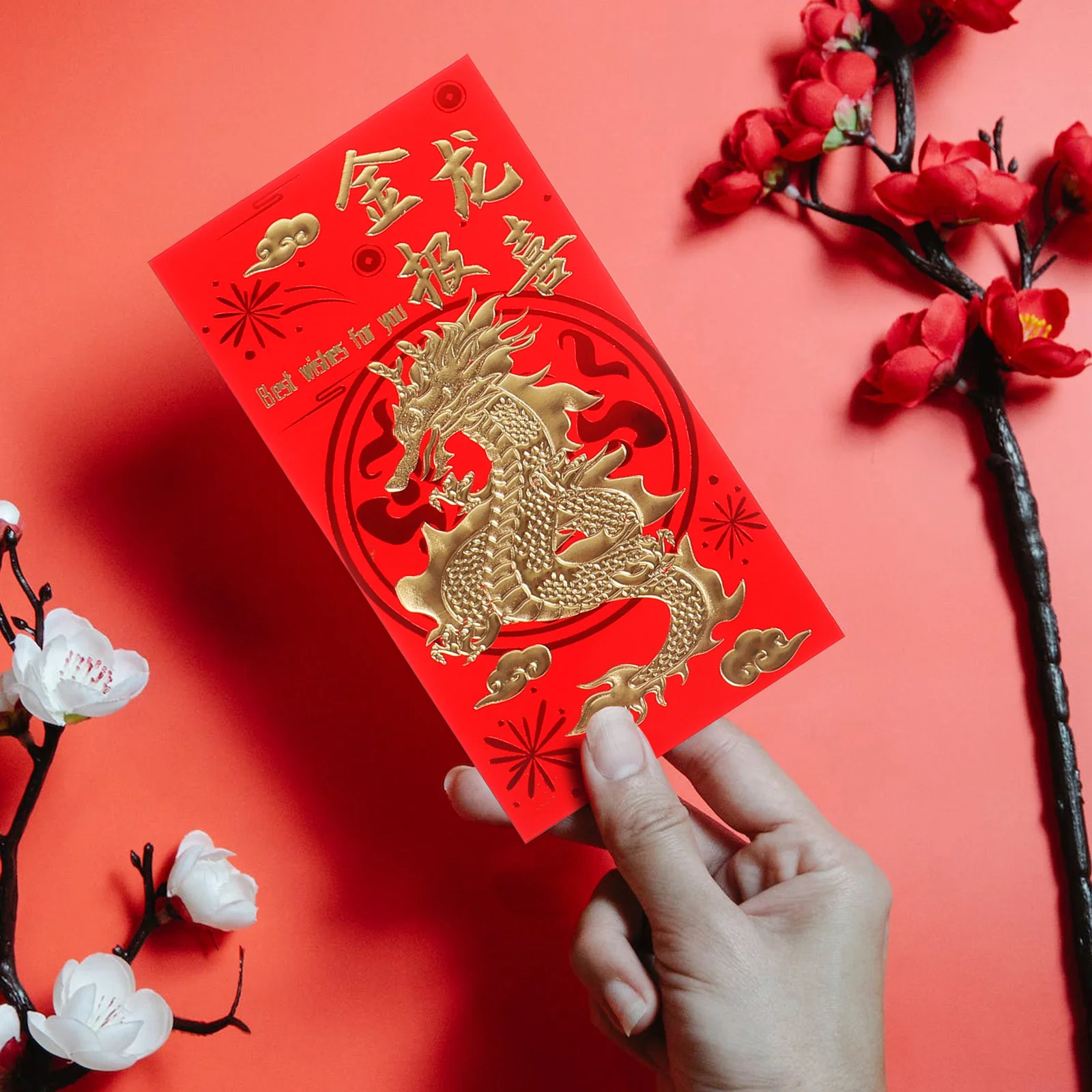 

30 Pcs Spring Festival Red Envelopes New Year Dragon Pattern Thousand Yuan Luck Money Bag Paper