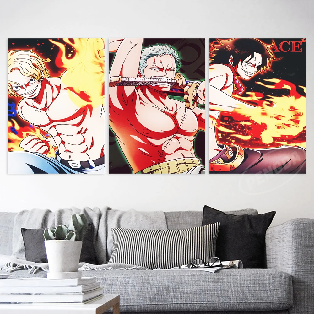 Холст Аниме картины франки One Piece настенный Луффи искусство Сабо домашний Декор