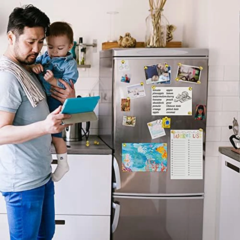 24 упаковки магнитов для белой доски и магнитных булавок кухни школы (золото)