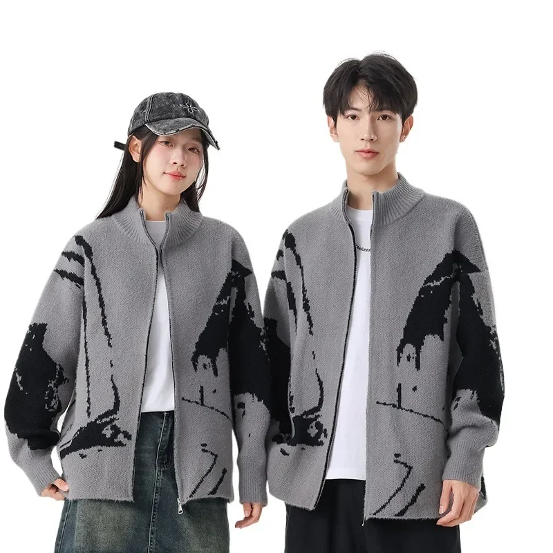 Высококачественный свитер-кардиган с градиентной вышивкой для парикмахера