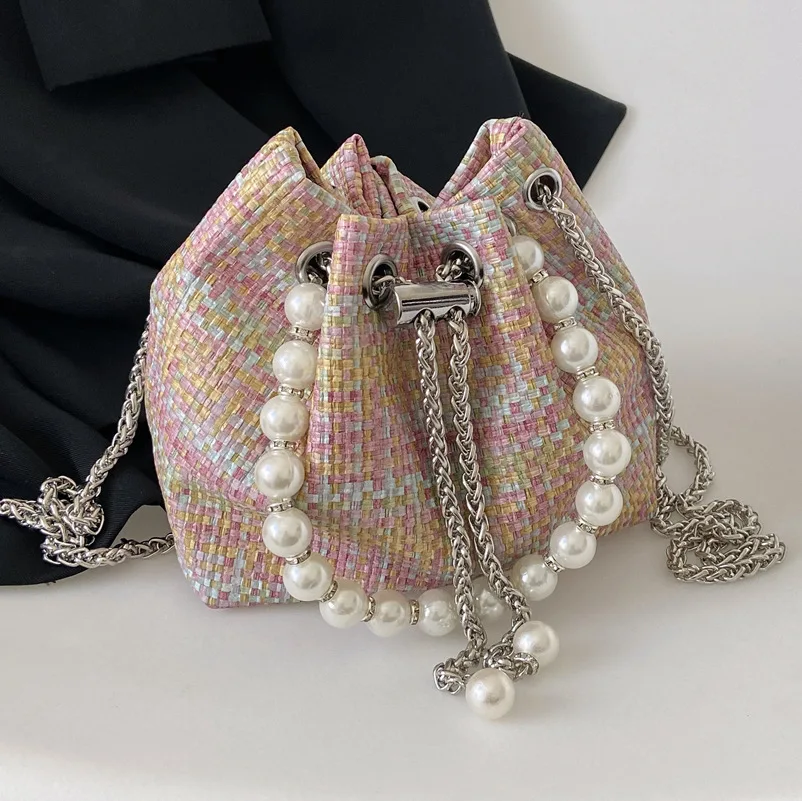 

Роскошная женская новая плетеная Сумка через плечо, модная сумка-хобо с жемчугом, сумка-мессенджер для женщин, универсальная модная трендовая сумка