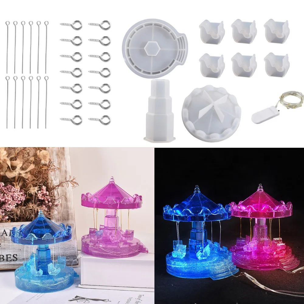 

Merry-go-roud Silicone Resin Mold Epoxy Jewelry Casting Mold Whirligig Resin Mold Supplies for DIY Car Accessories Craft