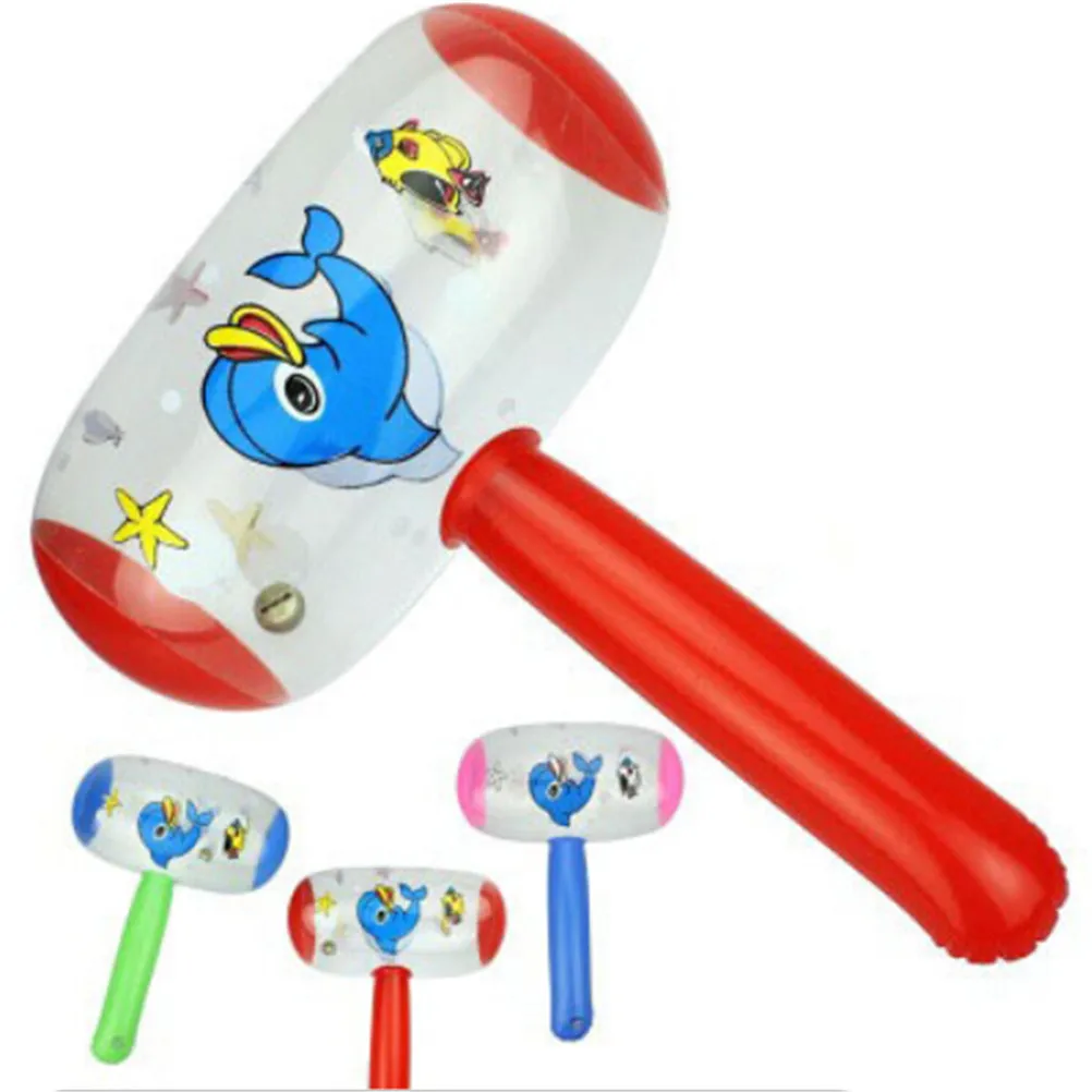 

PVC Kids Safe Inflatable Hammer Cartoon Pattern Toddler Air Hammers Toys Random Color Children Party Game Interaction Bell Toys