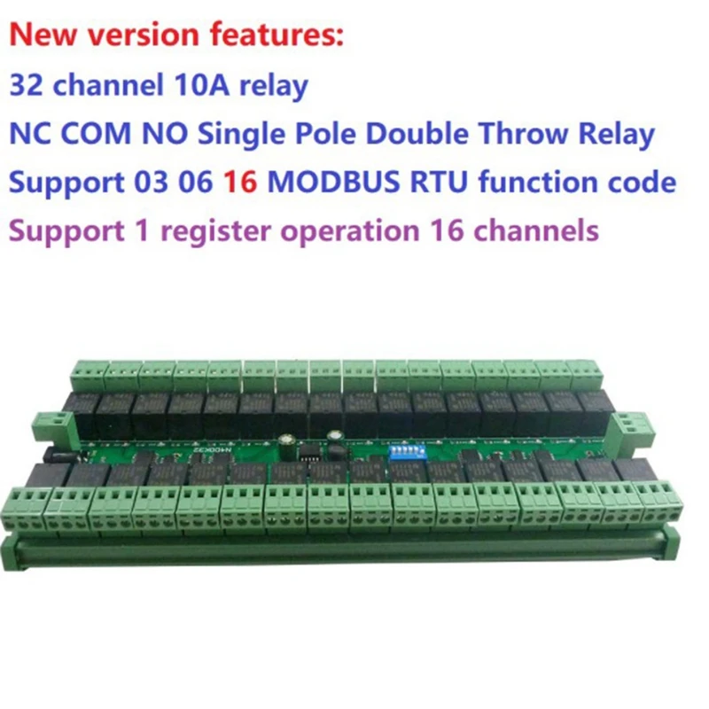 32 канала 03 06 16 MODBUS RTU RS485 SPDT Релейная плата 485 Переключатель дистанционного