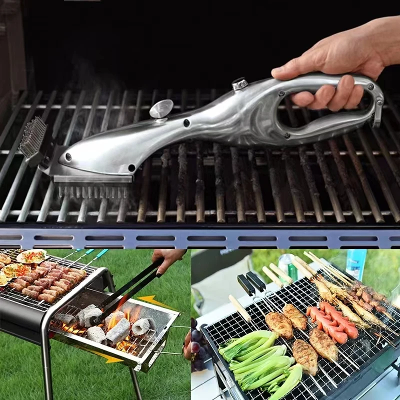 

New Barbecue Grill Outdoor Steam Cleaning Brushes BBQ Cleaner Suitable For Charcoal Scraper Gas Accessories Cooking Kitchen Tool