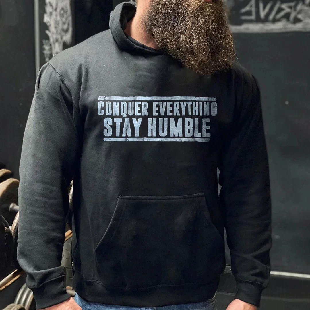 

Rheaclot Conquer Everything Stay Humble Printing Men's Casual Hoodie