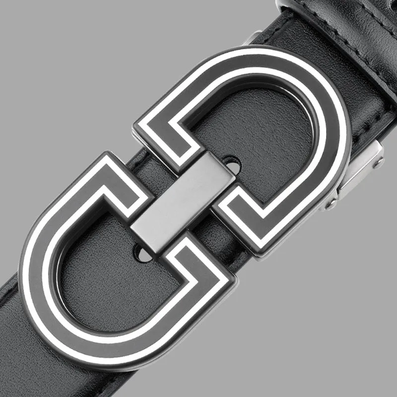 Ремень мужской из воловьей кожи Модный благородный пояс с черной текстурой