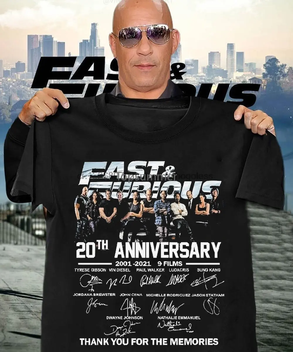 

Fast And Furious 20Th Anniversary 2001-2021 9 Films Thank You For The Memories Signatures Shirt