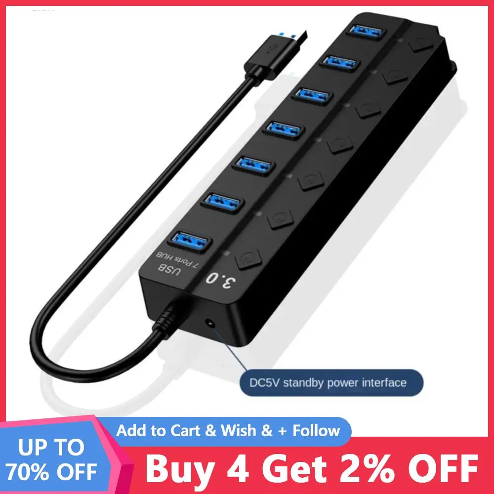 

4/7 Ports USB Hub USB 3.0 2.0 Hub Extensions High Speed Splitter Adapter Socket Powered with ON/OFF Switch For Laptop Computer