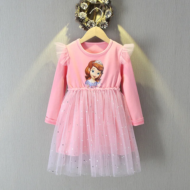 Disney Autumn Toddler Girls Long Sleeve Princess Dress Sofia Party Birthday Teenagers Children's Dresses Little Kids Vestidos