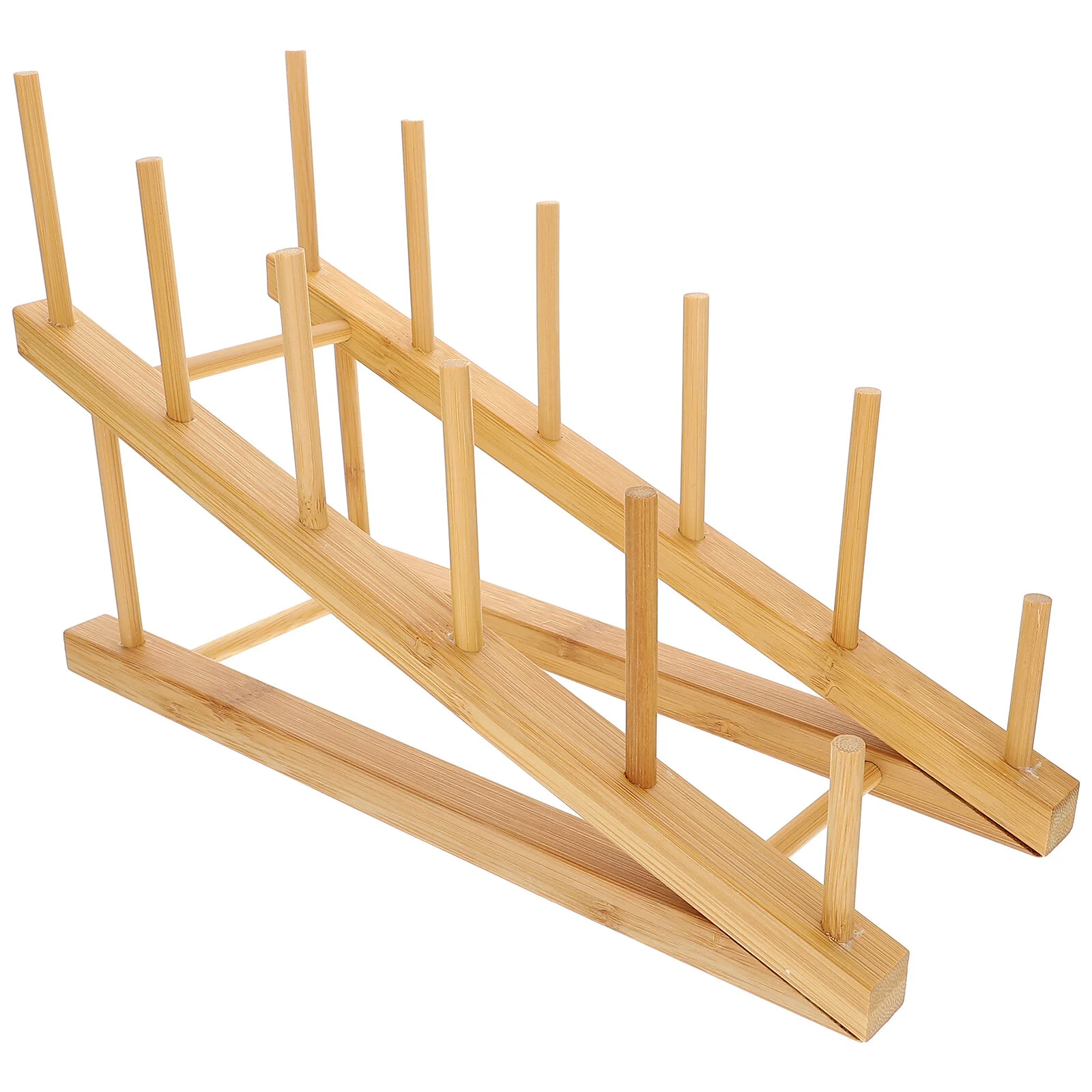 

Drainer Rack Dish Organizer Kitchen Accessory Gadget Plate Display Stand Drying Bamboo Shelf Draining Glass