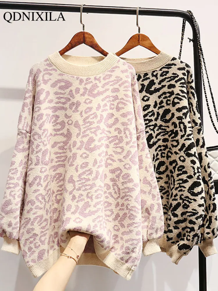 Новинка Осень-зима 2022 блузка с длинным рукавом и воротником-хомутом леопардовым