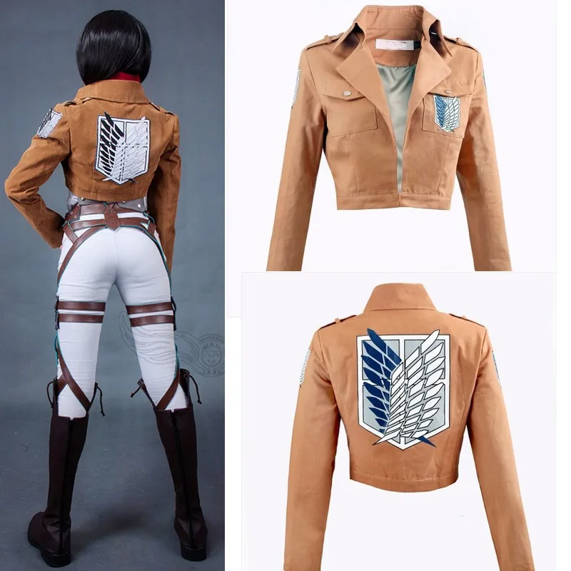 Фото Костюм для косплея «Атака Титанов» Survey Corps-Eren/Mikasa/Levi, униформа, пальто, подлинная куртка в стиле милитари для Cosers №4