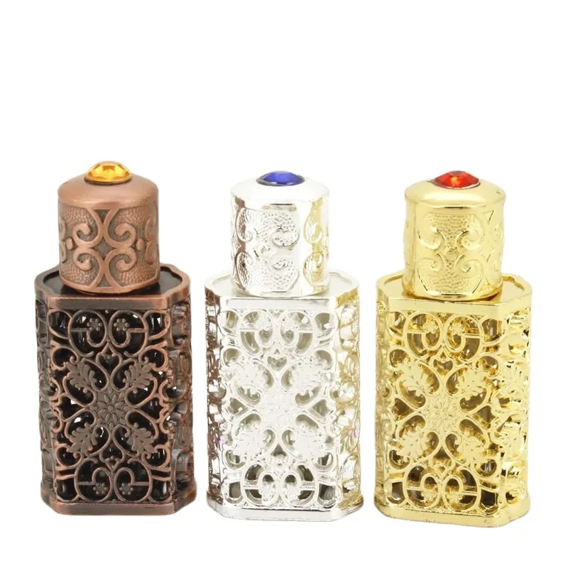 

3ML Perfume Bottle Empty Bottle Hollow Carved Metal Essential Oil Bottle Perfume Sub Bottle