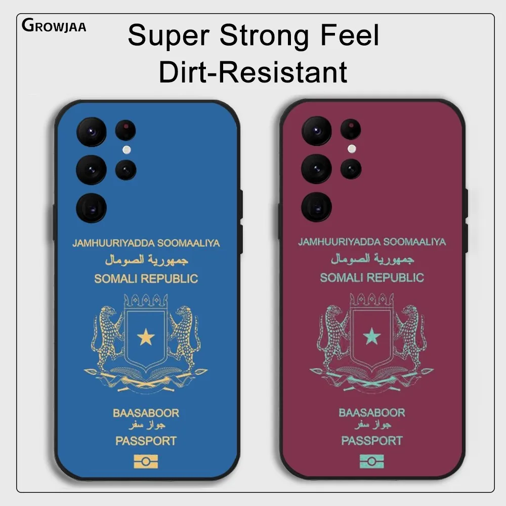 Somali Passport Pattern Phone Case For Samsung Galaxy S24 Ultra S22 S23 S21 S20 5G Protective Silicone TPU Funda