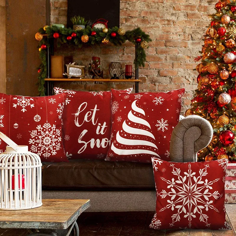 

45 x 45cm Super Kneaded Christmas Pillow Cover New Year Sofa Cushion Cover Christmas Pillow Cover Christmas Home Decoration