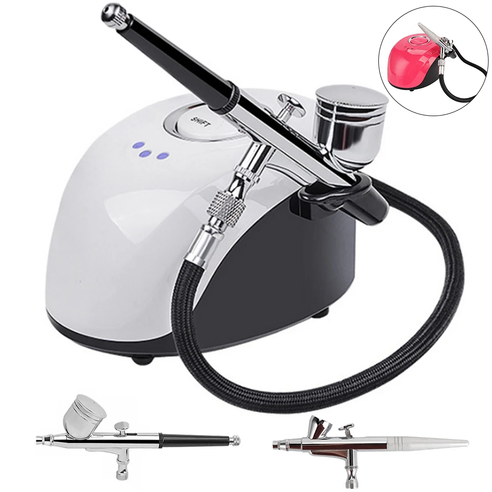 

2cc/7cc Cup Dual Action 0.2mm Nozzle Airbrush Kit Compressor With Paint Spray Gun For Nail Art Make Up Air-brush