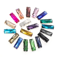 wholesale straight strip shape 22 color crystal glass stone sewing rhinestones with silver claw diy jewelry making nail