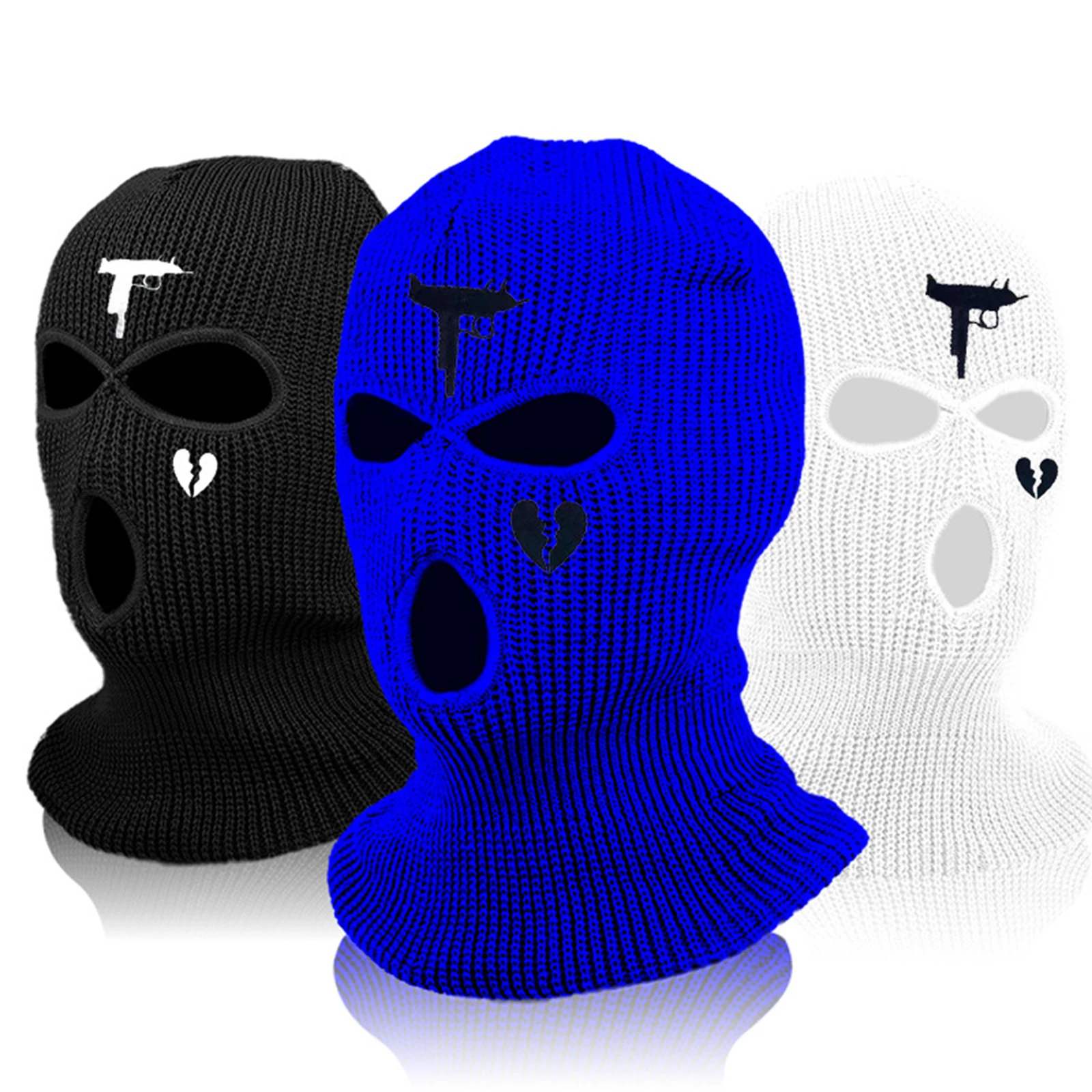 Балаклава с вышивкой маска для лица 3 отверстиями холодной погоды зимняя Лыжная