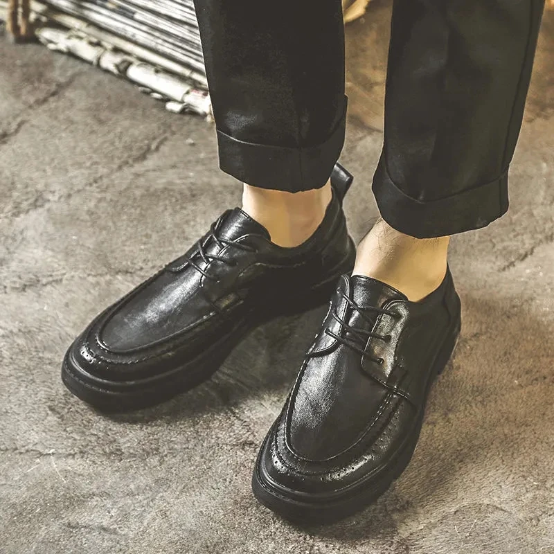 

Men's Leather Shoes New Style Versatile Fashion Korean Fashion Casual Shoes Business Formal Leather Round Head Lace Up Shoes