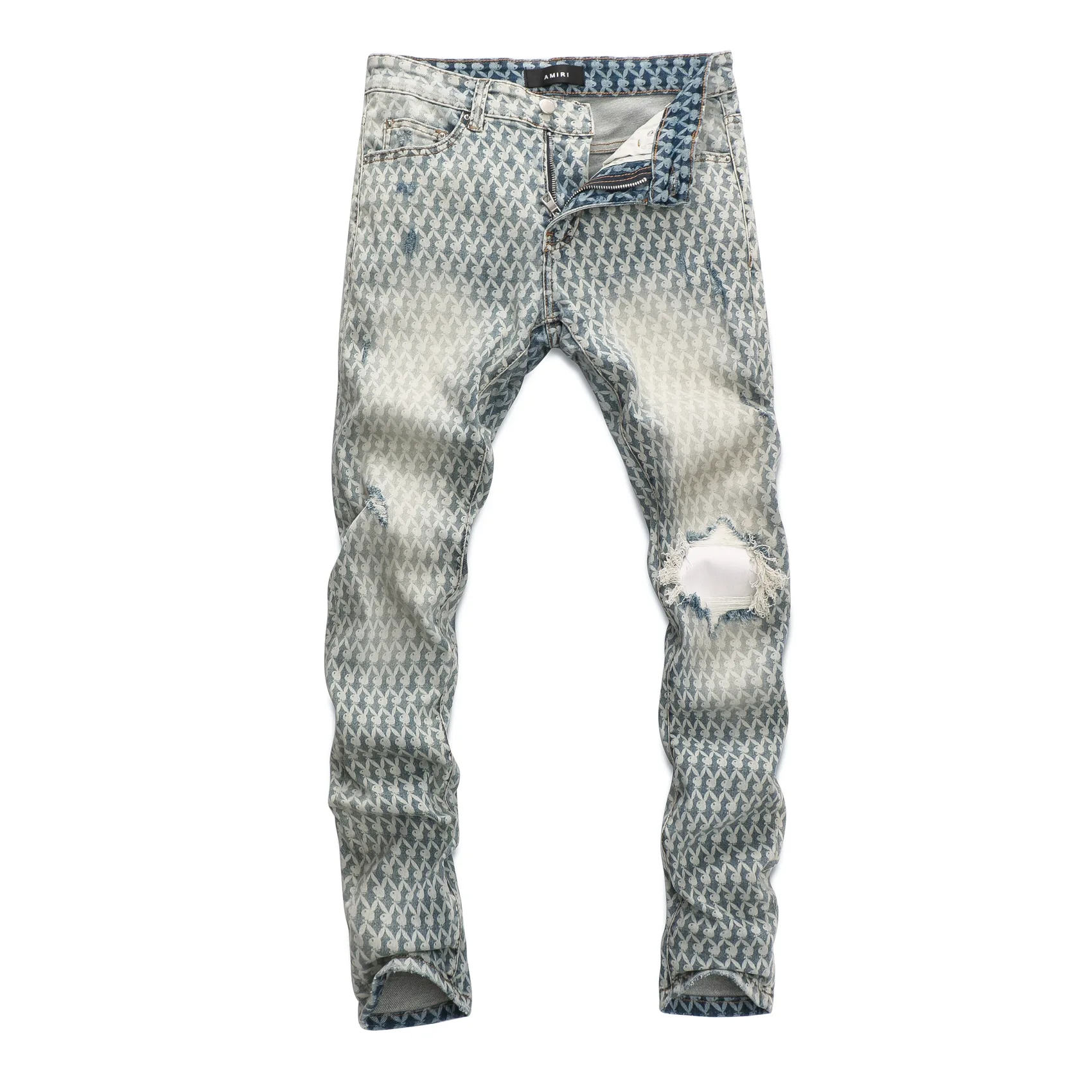 

y2k clothes American high street fashion brand FOG washed full print jeans men's