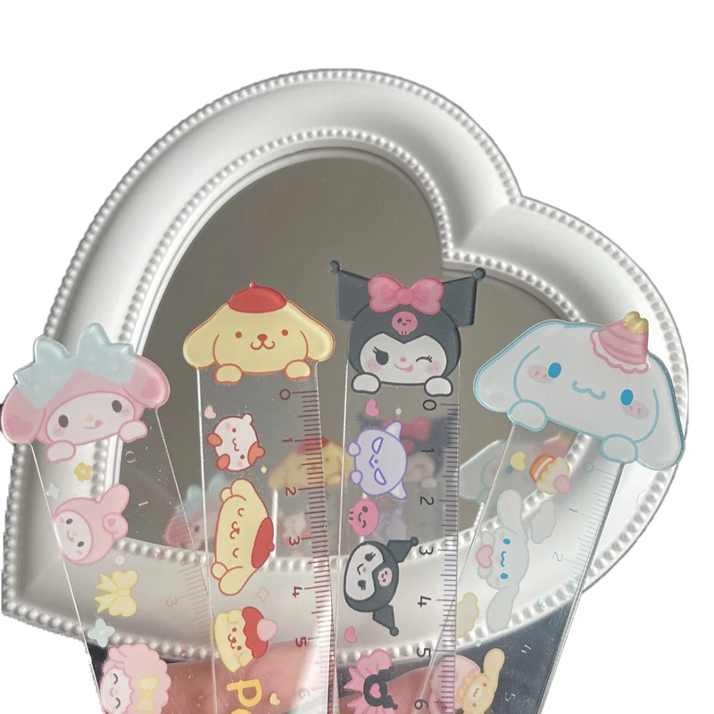 

Kawaii cute cartoon Cinnamorol Mymelody Kuromi ruler student drawing ruler stationery Competition reward Children's gifts