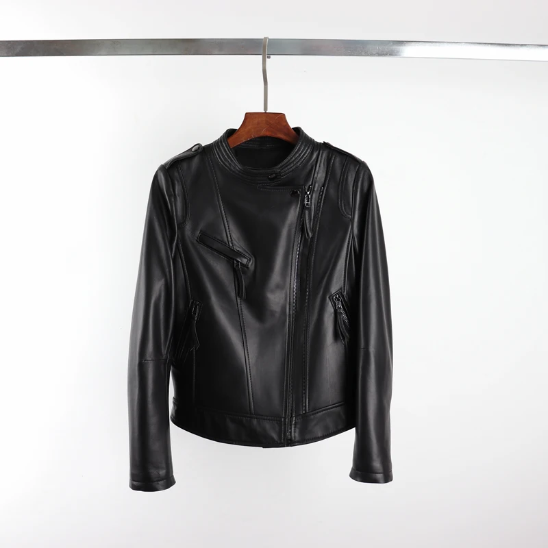 2023 Весенняя Новая модная куртка из натуральной кожи женская одежда короткое