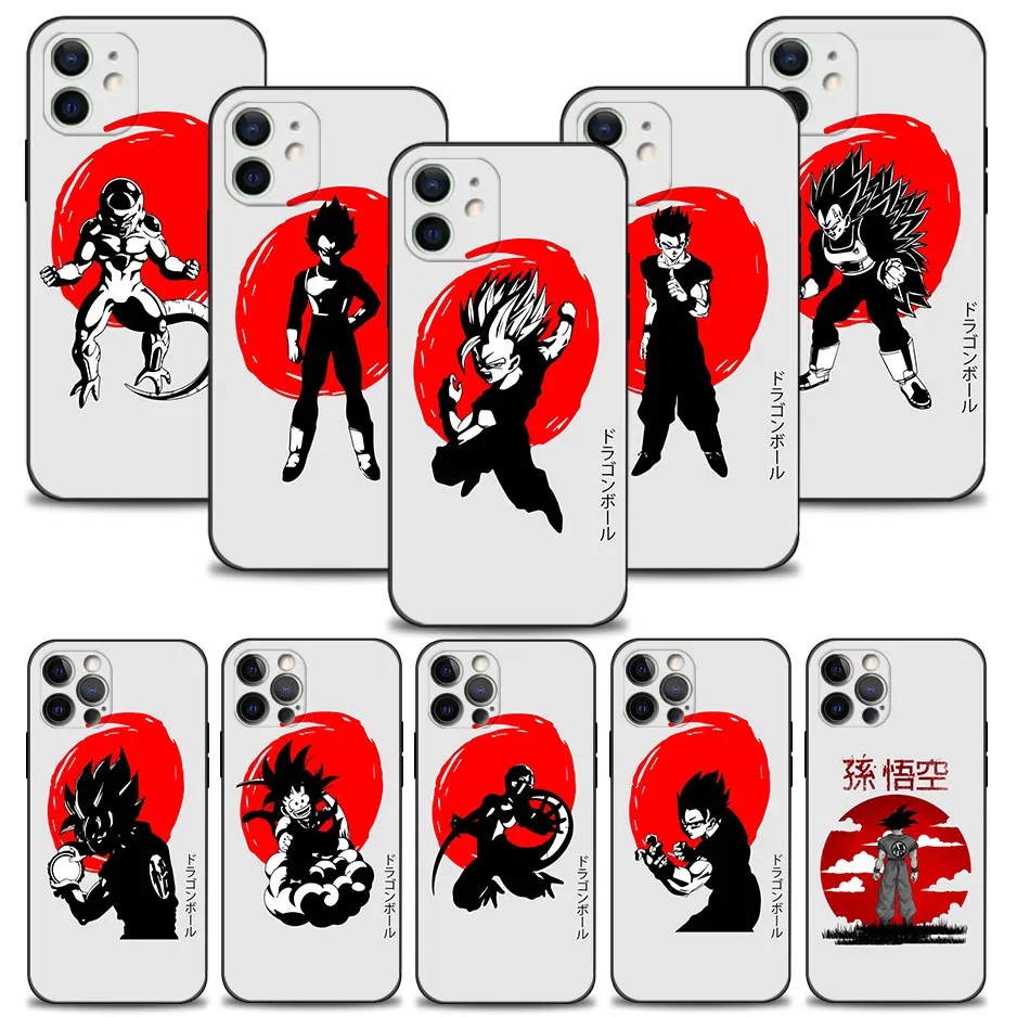

Case For Apple iPhone 13 11 12 Pro Max XR X 8 7 6 6S Plus XS 5 5S 13mini SE Cover Silicon Shell Dragon Ball Japanese Red Ash Art