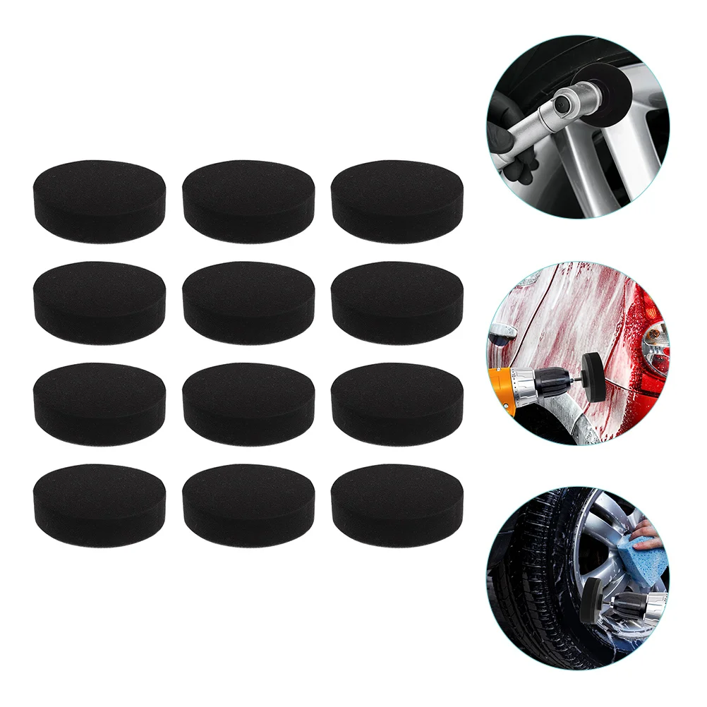 

12 Pcs Beauty Sponges Waxing Flat Electric Polisher 5 Inch Buffing Pads Self-adhesive 12.5X12.5CM Car Polishing Black