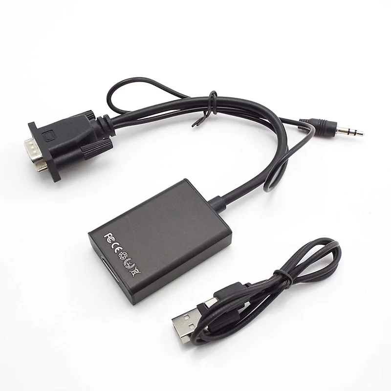 1080P Full HD VGA-совместимый конвертер с HDMI-кабелем аудиовыход адаптер VGA для ПК