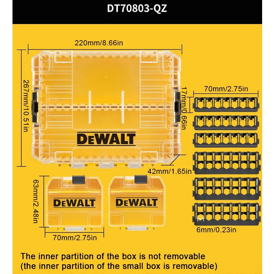 

DEWALT DT70803 Large Storage Tool Box with Removable Dividers Small Parts Organizer Transparent Stackable Plastic Case