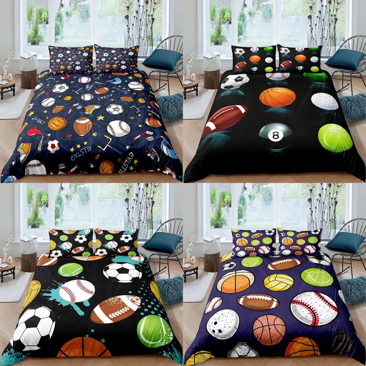 

Роскошный домашний текстиль 3D футбол регби комплект пододеяльников наволочка Детский Комплект постельного белья AU/EU/UK/US Queen и King Size