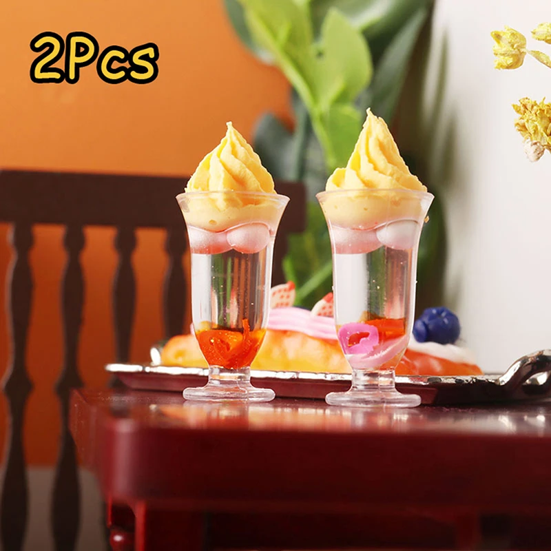 

2 шт., 1:12 миниатюрная чашка для кукольного домика, чашка для мороженого, молочный коктейль, модель еды, детская игрушка для ролевых игр, кукольный домик, декоративные аксессуары