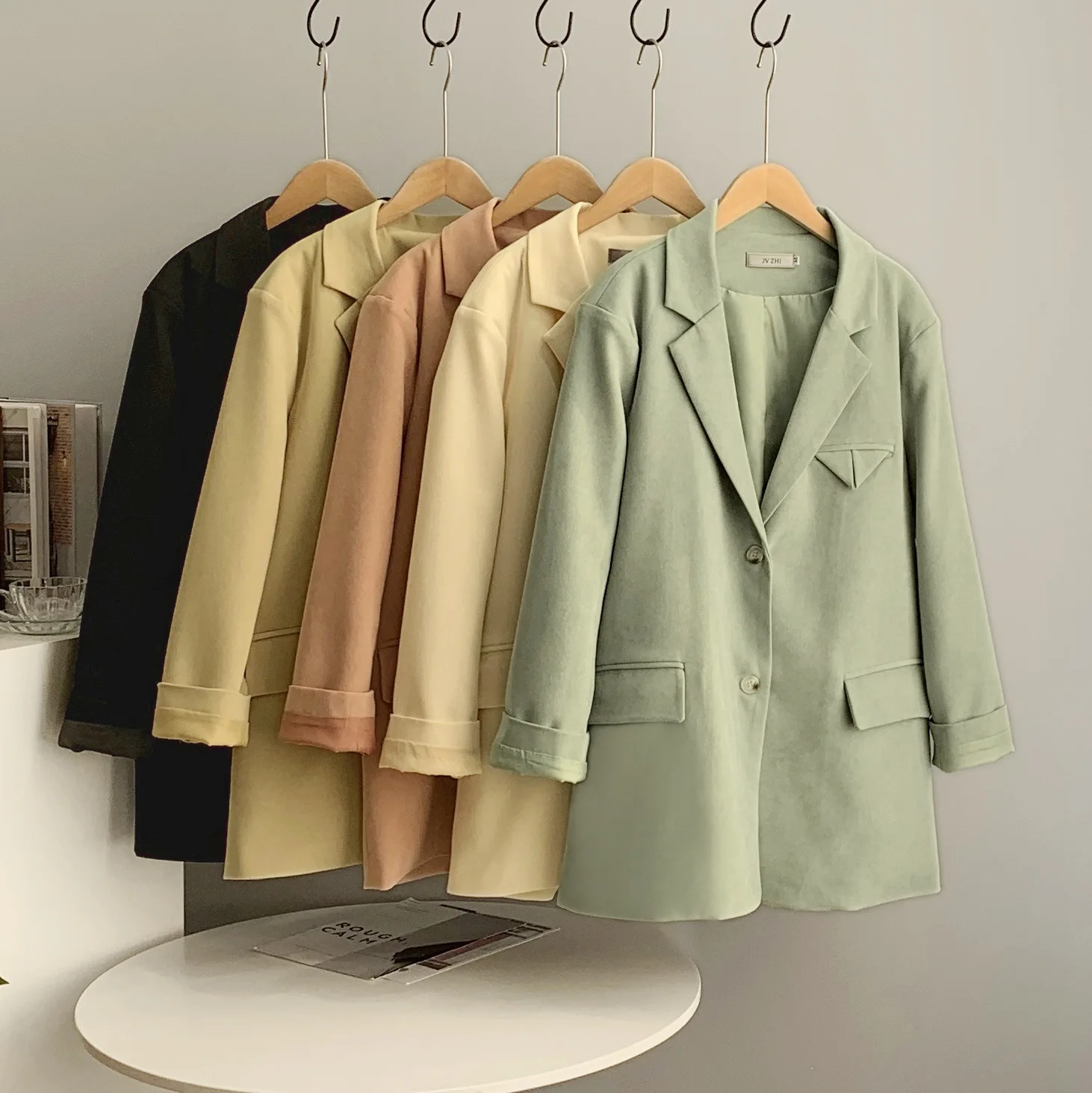 2021 Spring Fall Women Loose Solid Color Suit Jacket Female Candy Color Korean Casual Suit Jacket Woman Harajuku Long Sleeve