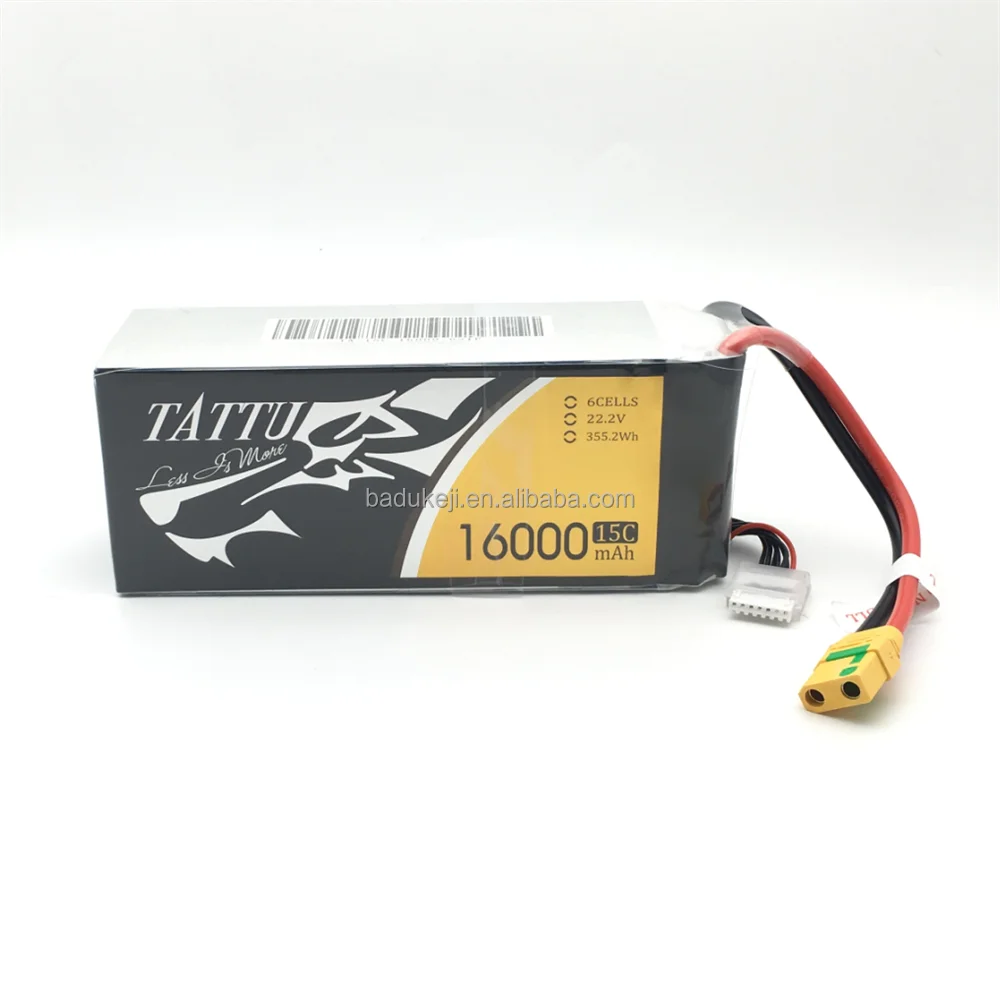 

TATTU 16000mAh 22.2V 6S 15C Soft Case Rechargeable Flying Lithium LiPO Battery Pack for agricultural drone/ UAV